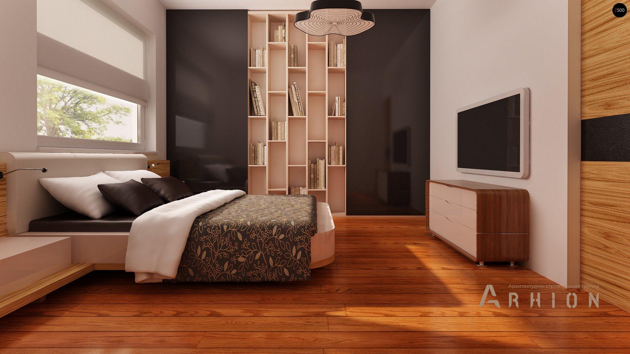 10. Проект одноэтажного дома в европейском стиле с двускатной кровлей, Z7 L GL, площадью - 106 кв c терассой, гаражом